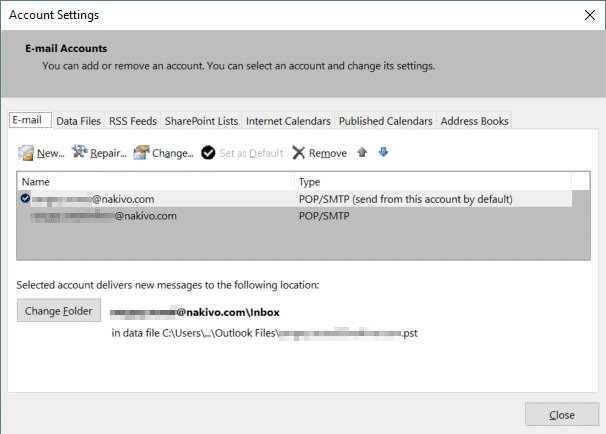 what is my mail server on outlook 2016 for account setup